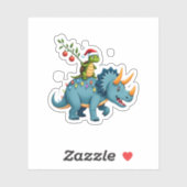 Santa Turtle Riding T-Rex Reindeer Christmas Light シール (シート)