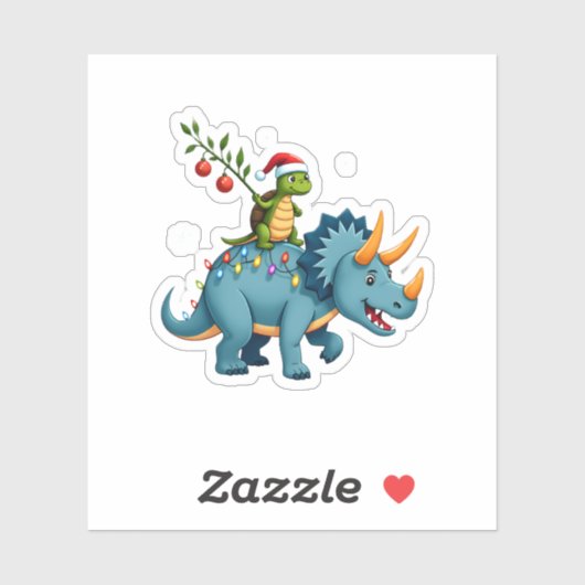 Santa Turtle Riding T-Rex Reindeer Christmas Light シール (シート)