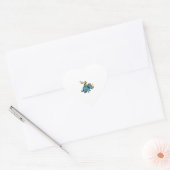 Santa Turtle Riding T-Rex Reindeer Christmas Light ハートシール (封筒)