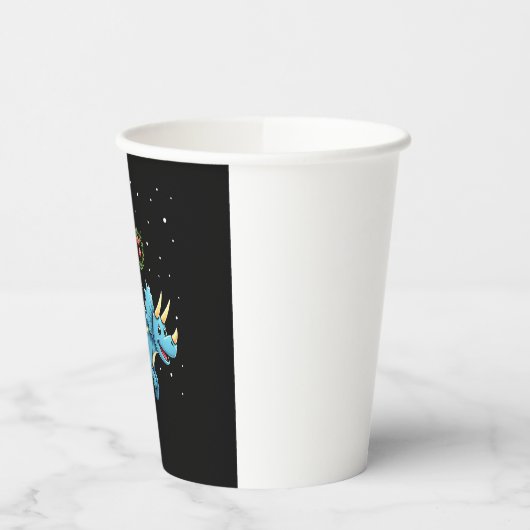 Santa Turtle Riding T-Rex Reindeer Christmas Light 紙コップ (左)