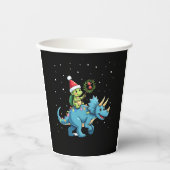 Santa Turtle Riding T-Rex Reindeer Christmas Light 紙コップ (正面)