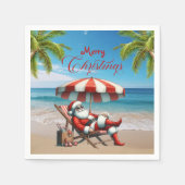 Santa under a Beach Umbrella Christmas スタンダードカクテルナプキン (正面)