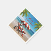 Santa under a Beach Umbrella Christmas スタンダードカクテルナプキン (角)