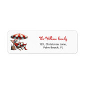 Santa under a Beach Umbrella Return Address ラベル (正面)