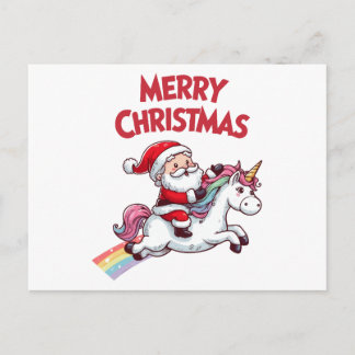 Santa Unicorn Merry Christmas ポストカード