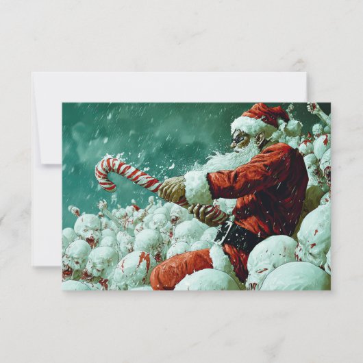 Santa Versus The Snowmen Flat Greeting Card カード (正面)