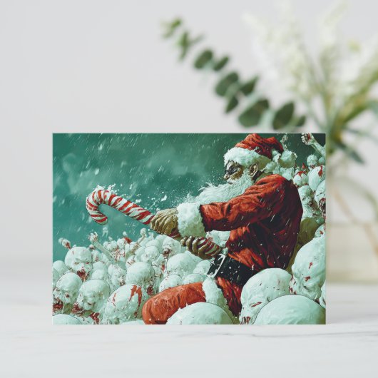 Santa Versus The Snowmen Flat Greeting Card カード (スタンド正面)