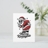Santa vintage drôle Merry Kissmyass Christmas シーズンポストカード (スタンド正面)