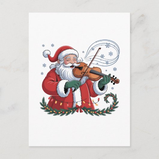 Santa Violin Player Violinist Christmas Music Xmas 案内ポストカード (正面)