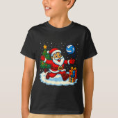 Santa Volleyball Playing Srt Christmas Tree Xmas P Tシャツ (正面)