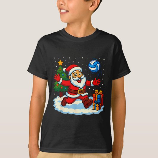 Santa Volleyball Playing Srt Christmas Tree Xmas P Tシャツ (正面)