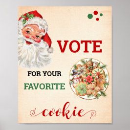 Santa Vote for Your お気に入りの Cookie Christmas Sign ポスター