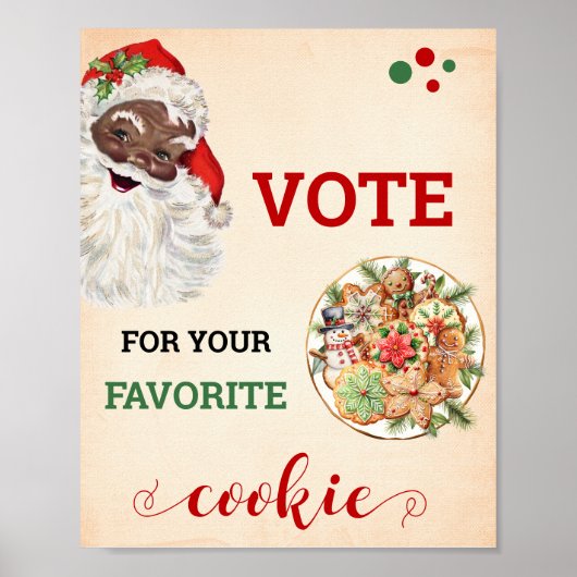 Santa Vote for Your お気に入りの Cookie Christmas Sign ポスター (正面)