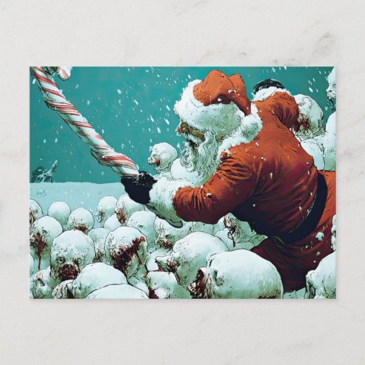 Santa vs Snowmen Flat Greeting Card ポストカード (正面)