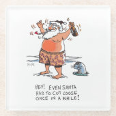 Santa w飲 seal白ガラスのコースター ガラスコースター (正面)