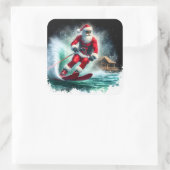 Santa Water Skiing on a Sunny Day スクエアシール (バッグ)