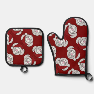 Santa White Christmas Mouse Screwball Graphics 鍋つかみ&鍋敷きセット