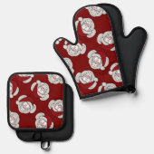 Santa White Christmas Mouse Screwball Graphics 鍋つかみ&鍋敷きセット (正面/裏面)