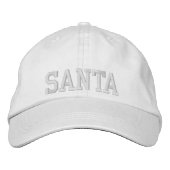 SANTA White On White Athletic Chic Font 刺繍入りキャップ (正面)