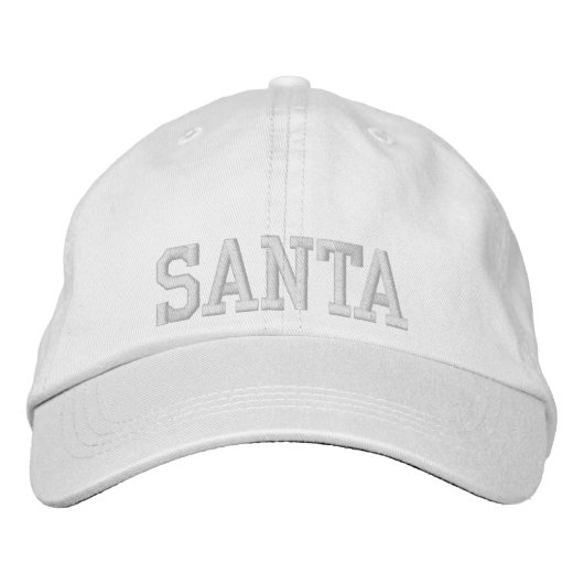 SANTA White On White Athletic Chic Font 刺繍入りキャップ (正面)