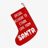 Santa White Redからの特別配送名 スモールクリスマスストッキング (裏面 (吊り時))