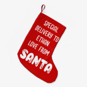 Santa White Redからの特別配送名 スモールクリスマスストッキング (正面 (吊り時))