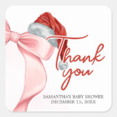 Santa Winter Baby Shower スクエアシール (正面)