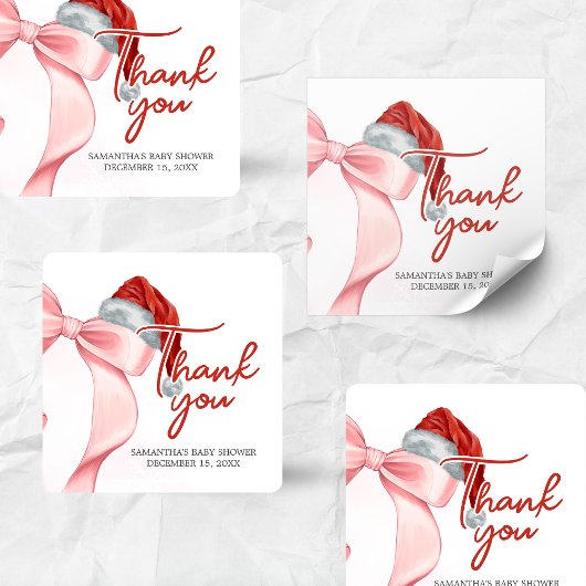 Santa Winter Baby Shower スクエアシール