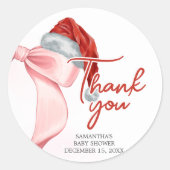 Santa Winter Baby Shower ラウンドシール (正面)