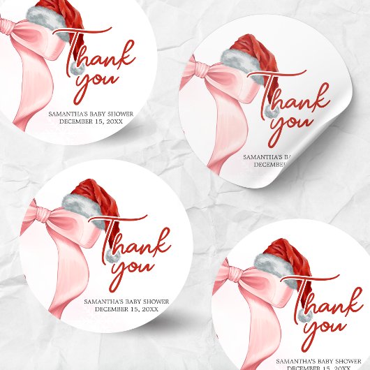 Santa Winter Baby Shower ラウンドシール