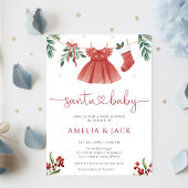 Santa Winter Christmas Holiday Baby Shower 招待状