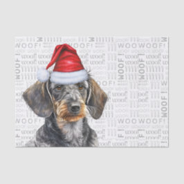 Santa Wire Hair Dachshund Dog Festive Holiday 薄葉紙
