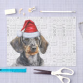 Santa Wire Hair Dachshund Dog Festive Holiday 薄葉紙 (クラフト)