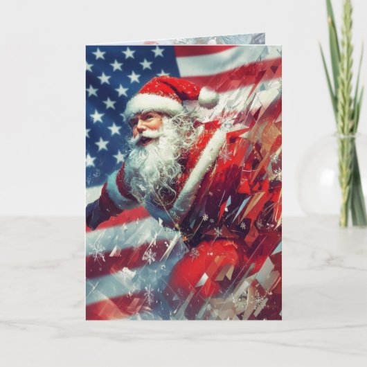 Santa Wishes you a Star Spangled Holiday カード (正面)
