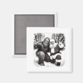 Santa With Bigfoot Christmas Lights Funny Sasquatc マグネット (正面/裏面)