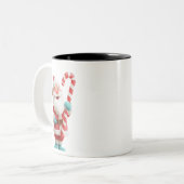 Santa with Candy Stick – Festive Christmas Coffee  ツートーンマグカップ (正面左)