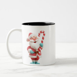 Santa with Candy Stick – Festive Christmas Coffee  ツートーンマグカップ
