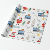 Santa with computer and Surfboard on Christmas  ラッピングペーパー (アンロールド)