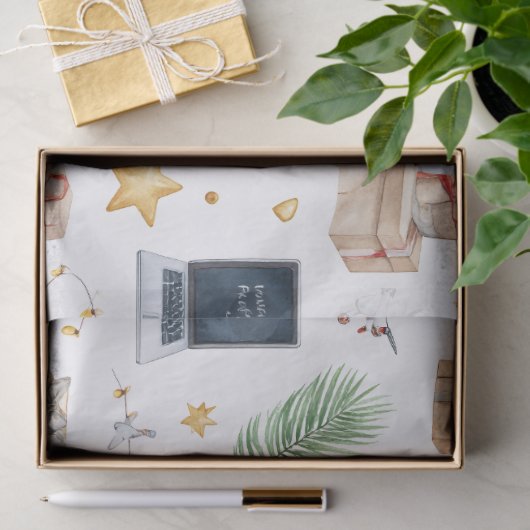 Santa with computer and Surfboard on Christmas  薄葉紙 (ギフト)