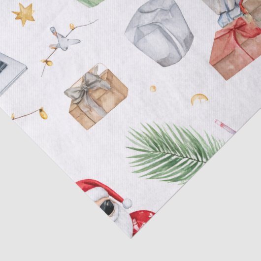 Santa with computer and Surfboard on Christmas  薄葉紙 (詳細)