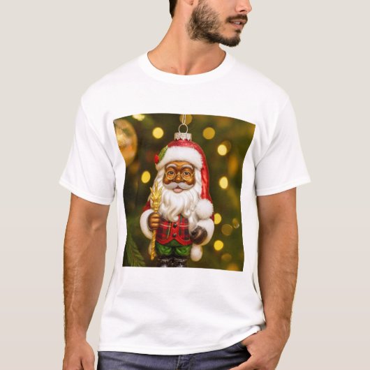 Santa with Cookie Holiday Joy Tシャツ (正面)