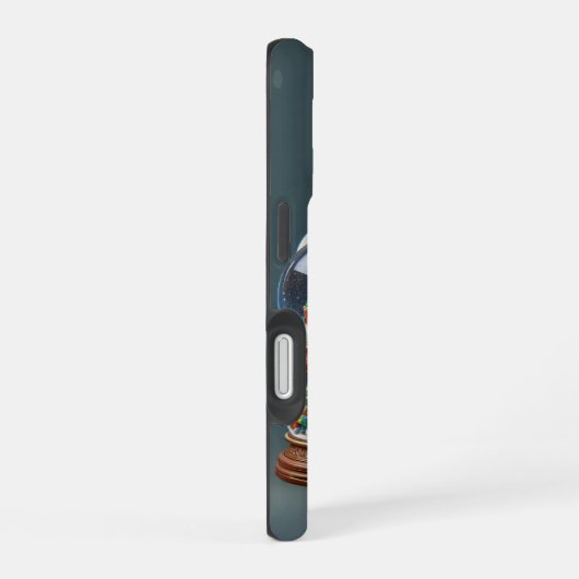 Santa with Double Snow Globe, Christmas, Author Na iPhone 16ケース (右側面)