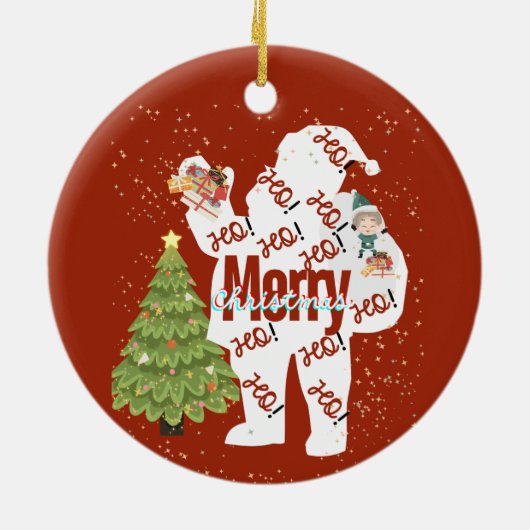 Santa with Giftクリスマスオーナメント セラミックオーナメント (裏面)