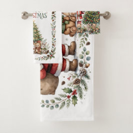 Santa with Gifts Chrismas, Watercolor バスタオルセット