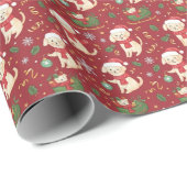 Santa with Gifts & puppys Christmas Wrapping Paper ラッピングペーパー (ロールコーナー)