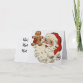 Santa With Gingerbread Man Christmas Card カード (正面)