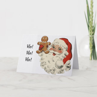 Santa With Gingerbread Man Christmas Card カード