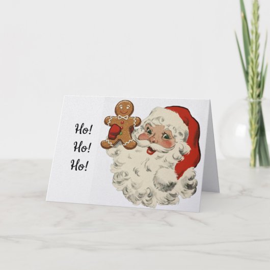 Santa With Gingerbread Man Christmas Card カード (正面)