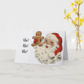 Santa With Gingerbread Man Christmas Card カード (黄色い花)
