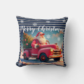Santa With Old Pink Truck クッション (正面)